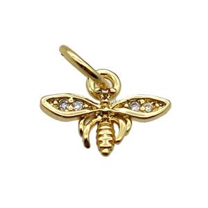 copper honeybee pendant pave zircon, gold plated, approx 10mm [FN20553]