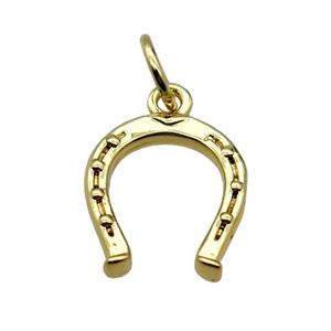 copper Horseshoe pendant, gold plated, approx 10-11mm [FN20562]