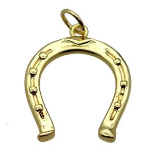 copper Horseshoe pendant, gold plated, approx 20-21mm [FN20563]