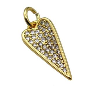 copper dart pendant pave zircon, gold plated, approx 7-15mm [FN20564-S]