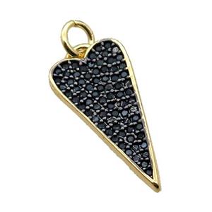 copper dart pendant pave zircon, gold plated, approx 10-19mm [FN20566-L]