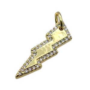 copper lightning pendant pave zircon, gold plated, approx 6-20mm [FN20567]