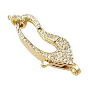 copper Carabiner Clasp paved zircon, gold plated, approx 16-35mm [FN20591]