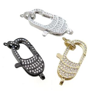 copper Carabiner Clasp lock paved zircon, mixed, approx 15-25mm [FN20617]