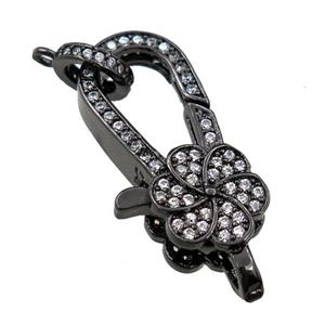 copper Carabiner Clasp paved zircon, black plated, approx 14-25mm [FN20620]
