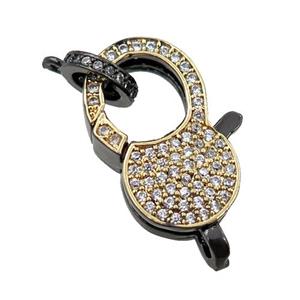 copper Carabiner Clasp paved zircon, gold plated, approx 14-20mm [FN20623]