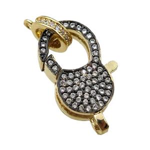 copper Carabiner Clasp paved zircon, black plated, approx 14-20mm [FN20624]