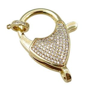 copper Carabiner Clasp paved zircon, gold plated, approx 20-30mm [FN20627]