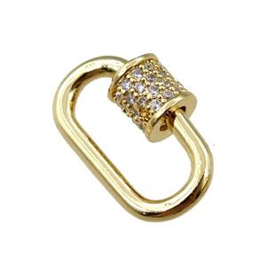 copper Carabiner Clasp paved zircon, gold plated, approx 10-19mm [FN20638]