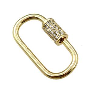 copper Carabiner Clasp paved zircon, gold plated, approx 17-30mm [FN20642]