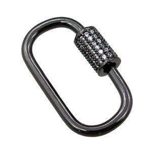 copper Carabiner Clasp paved zircon, black plated, approx 17-30mm [FN20643]