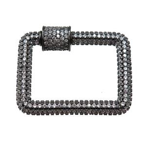 copper Carabiner Clasp paved zircon, black plated, approx 22-28mm [FN20655]