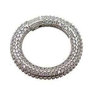 copper Carabiner Clasp paved zircon, platinum plated, approx 27mm dia [FN20657]
