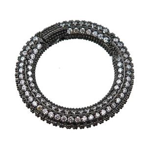 copper Carabiner Clasp paved zircon, black plated, approx 27mm dia [FN20659]
