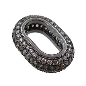 copper connector paved zircon, black plated, approx 13-18mm [FN20663]