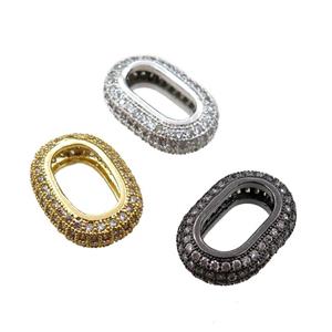 copper connector paved zircon, oval, mixed, approx 13-18mm [FN20664]