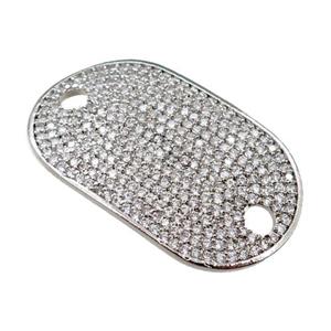 copper connector paved zircon, platinum plated, approx 18-32mm [FN20665]