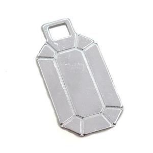 copper pendant, rectangle, platinum plated, approx 12-26mm [FN20674]