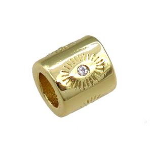 copper tube beads pave zircon, eye, gold plated, approx 7-8mm, 4mm hole [FN20683]