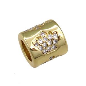 copper tube beads pave zircon, crown, gold plated, approx 7-8mm, 4mm hole [FN20686]