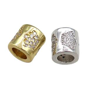 copper tube beads pave zircon, crown, mixed, approx 7-8mm, 4mm hole [FN20687]