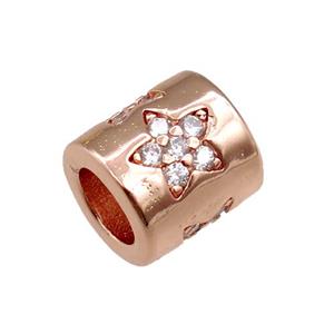 copper tube beads pave zircon, star, rose gold, approx 7-8mm, 4mm hole [FN20690]