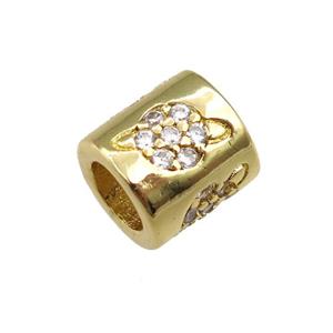 copper tube beads pave zircon, planet, gold plated, approx 7-8mm, 4mm hole [FN20693]