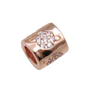 copper tube beads pave zircon, planet, rose gold, approx 7-8mm, 4mm hole [FN20694]