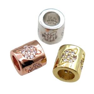 copper tube beads pave zircon, planet, mixed, approx 7-8mm, 4mm hole [FN20695]