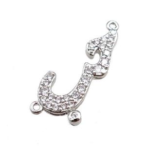 copper pendant pave zircon, platinum plated, approx 8-20mm [FN20706]