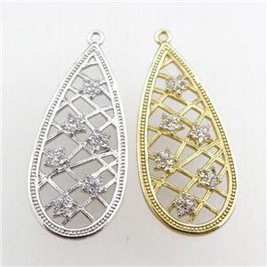 copper teardrop pendant pave zircon, star, mixed, approx 15-34mm [FN20755]