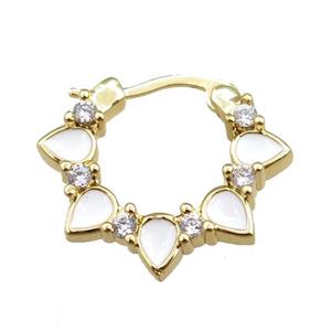 copper Latchback Earrings pave zircon, enameled, gold plated, approx 20mm [FN20796]