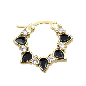 copper Latchback Earrings pave zircon, enameled, gold plated, approx 20mm [FN20797]