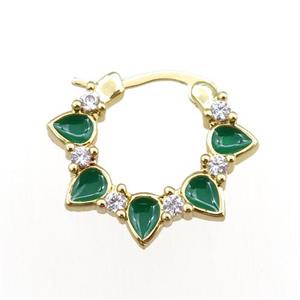 copper Latchback Earrings pave zircon, enameled, gold plated, approx 20mm [FN20799]