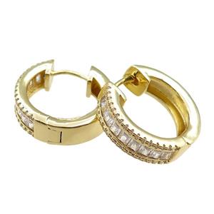 copper Hoop Earrings paved zircon, gold plated, approx 20mm dia [FN20824]