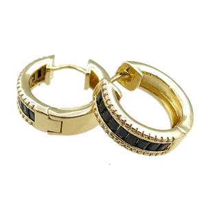 copper Hoop Earrings paved zircon, gold plated, approx 20mm dia [FN20825]