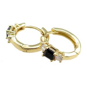 copper Hoop Earrings paved zircon, gold plated, approx 20mm dia [FN20829]