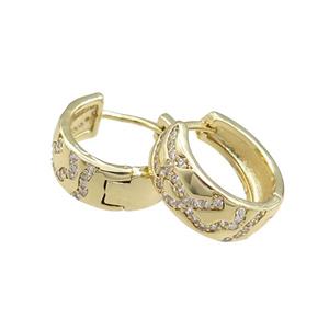 copper Hoop Earrings paved zircon, gold plated, approx 14mm dia [FN20840]