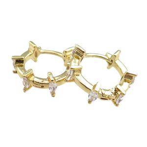 copper Hoop Earrings paved zircon, gold plated, approx 15mm dia [FN20842]