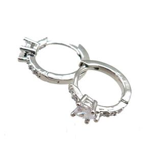 copper Hoop Earrings paved zircon, platinum plated, approx 12mm dia [FN20843]