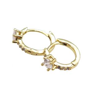 copper Hoop Earrings paved zircon, gold plated, approx 12mm dia [FN20844]