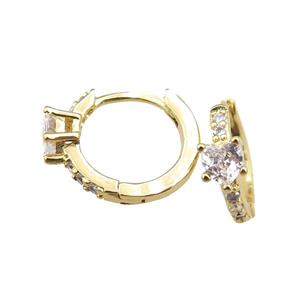 copper Hoop Earrings paved zircon, gold plated, approx 12mm dia [FN20845]