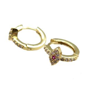 copper Hoop Earrings paved zircon, gold plated, approx 12mm dia [FN20848]