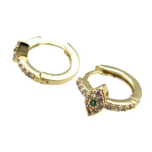copper Hoop Earrings paved zircon, gold plated, approx 12mm dia [FN20849]