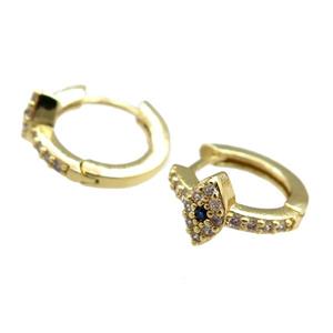 copper Hoop Earrings paved zircon, gold plated, approx 12mm dia [FN20850]
