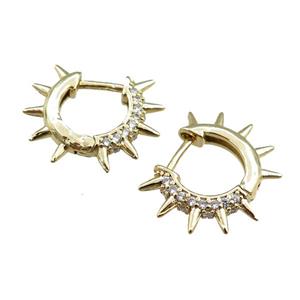 copper Hoop Earrings paved zircon, gold plated, approx 16-19mm [FN20852]