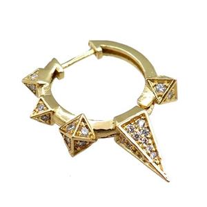 copper Hoop Earrings paved zircon, gold plated, approx 22-30mm [FN20858]