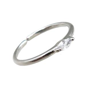 copper Rings pave zircon, adjustable, platinum plated, approx 20mm dia [FN20860]