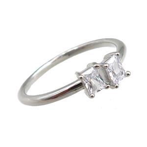 copper Rings pave zircon, adjustable, platinum plated, approx 20mm dia [FN20863]