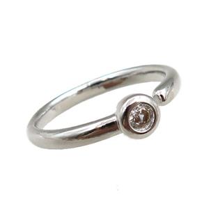 copper Rings pave zircon, adjustable, platinum plated, approx 20mm dia [FN20864]
